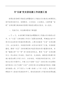 市五星党支部创建工作进展汇报范文工作汇报总结