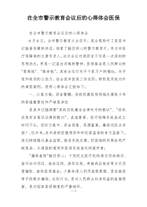 在全市警示教育会议后的心得体会医保