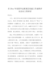 在20XX年党委书记抓基层党建工作述职评议会议上的讲话