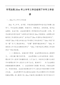 市司法局20XX年上半年工作总结和下半年工作安排