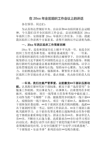 在20XX年全区组织工作会议上的讲话