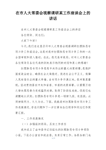 在市人大常委会视察调研某工作座谈会上的讲话