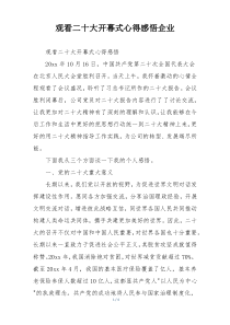 观看二十大开幕式心得感悟企业