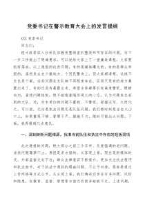 会议讲话党委书记在警示教育大会上的发言提纲