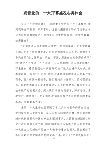 观看党的二十大开幕盛况心得体会