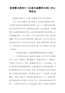观看警示教育片《以案为鉴警钟长鸣》的心得体会