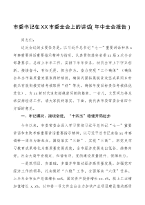 会议讲话市委书记在xx市委全会上的讲话年中全会报告