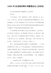 在违规吃喝专项整顿会议上的讲话