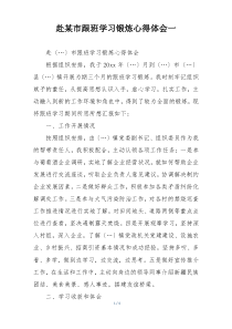 赴某市跟班学习锻炼心得体会一