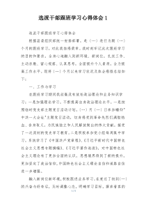 选派干部跟班学习心得体会1