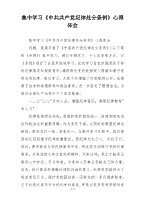 集中学习《中共共产党纪律处分条例》心得体会