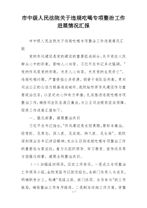 市中级人民法院关于违规吃喝专项整治工作进展情况汇报