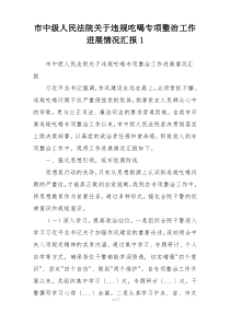 市中级人民法院关于违规吃喝专项整治工作进展情况汇报1