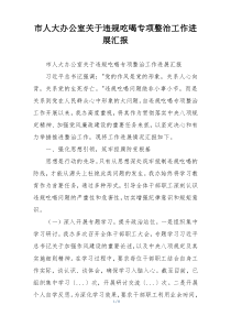市人大办公室关于违规吃喝专项整治工作进展汇报
