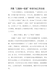 开展三服务一促进专项行动工作总结