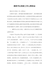 高校书记思政工作心得体会