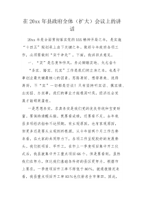 在20XX年县政府全体扩大会议上的讲话