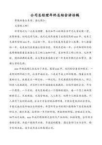 公司总经理年终总结会讲话稿