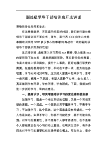 副处级领导干部培训班开班讲话