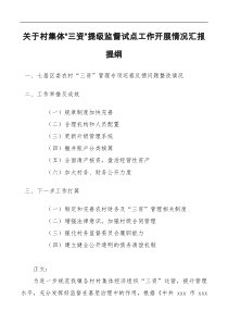 总结报告关于村集体三资提级监督试点工作开展情况汇报材料