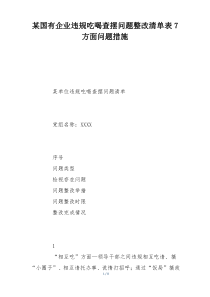 某国有企业违规吃喝查摆问题整改清单表7方面问题措施
