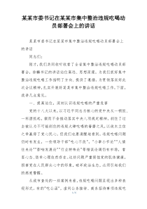某某市委书记在某某市集中整治违规吃喝动员部署会上的讲话
