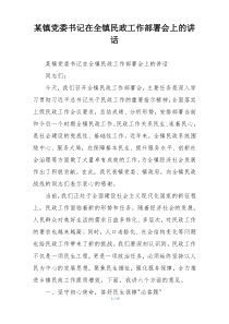 某镇党委书记在全镇民政工作部署会上的讲话