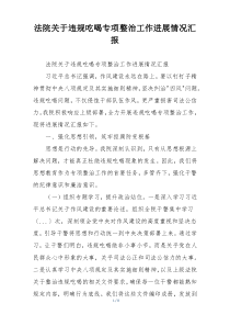 法院关于违规吃喝专项整治工作进展情况汇报