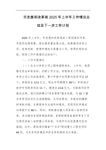 市发展和改革局2025年上半年工作情况总结及下一步工作计划