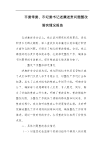市委常委市纪委书记述廉述责问题整改落实情况报告