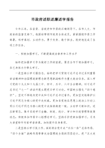 总结报告市政府述职述廉述学报告