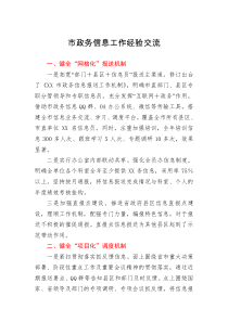 市政务信息工作经验交流
