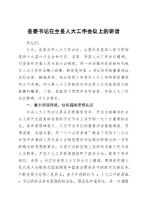 县委书记在全县人大工作会议上的讲话