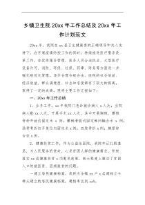 总结计划乡镇卫生院20XX年工作总结及20XX年工作计划范文工作汇报报告
