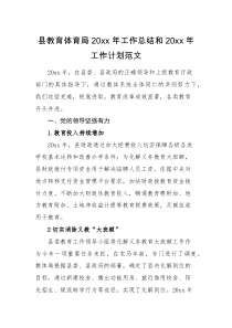 总结计划县教育体育局20XX年工作总结和20XX年工作计划范文工作汇报报告