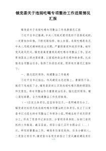 镇党委关于违规吃喝专项整治工作进展情况汇报