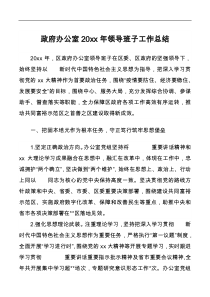 政府办公室20XX年领导班子工作总结