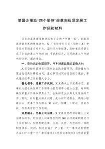 某国企推动四个坚持改革向纵深发展工作经验材料