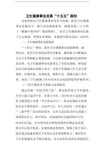 卫生健康事业发展“十五五”规划