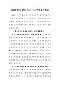 派驻纪检监察组2024年上半年工作总结