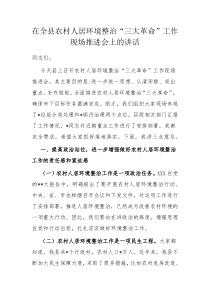 在全县农村人居环境整治三大革命工作现场推进会上的讲话