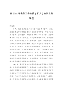 在20XX年县总工会全委扩大会议上的讲话
