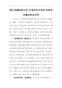 经验交流国企党建经验交流打造党员示范岗发挥党员模范带动作用