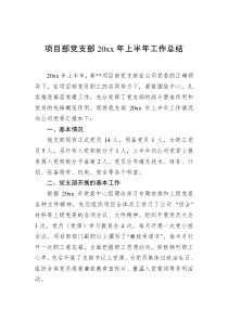 项目部党支部20XX年上半年工作总结