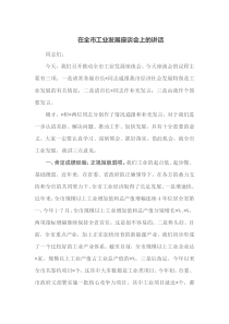 在全市工业发展座谈会上的讲话