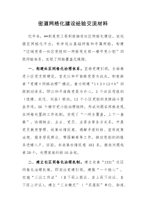 街道网格化建设经验交流材料