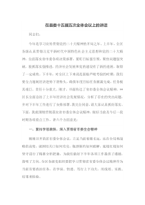 在县委十五届五次全体会议上的讲话