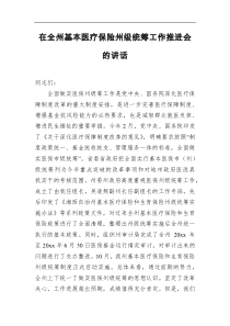 在全州基本医疗保险州级统筹工作推进会的讲话