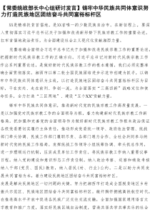 【常委统战部长中心组研讨发言】铸牢中华民族共同体意识努力打造民族地区团结奋斗共同富裕标杆区