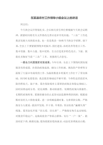 在某县农村工作领导小组会议上的讲话